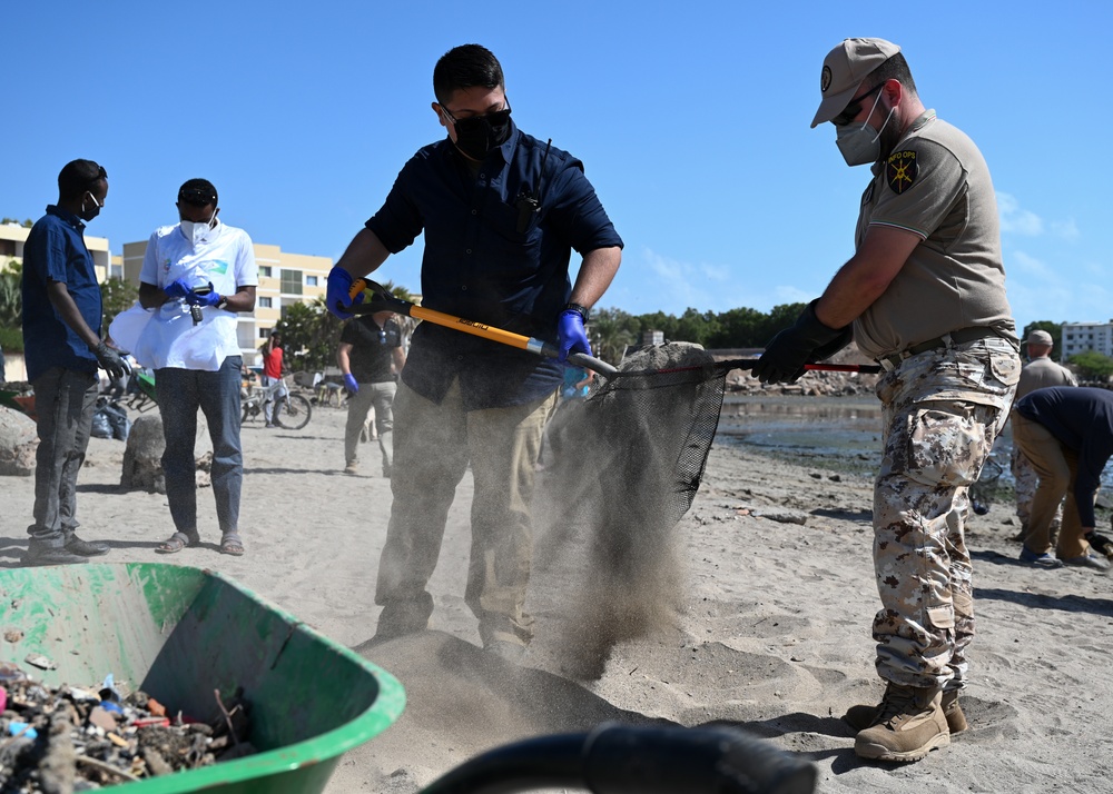 Civil Affairs East Africa Team, local partners clean Djiboutian beach