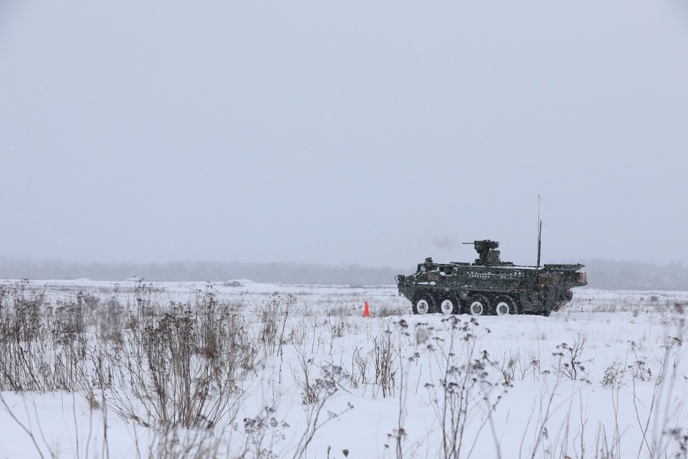 Bull Troop Battles Snow During Gunnery Training