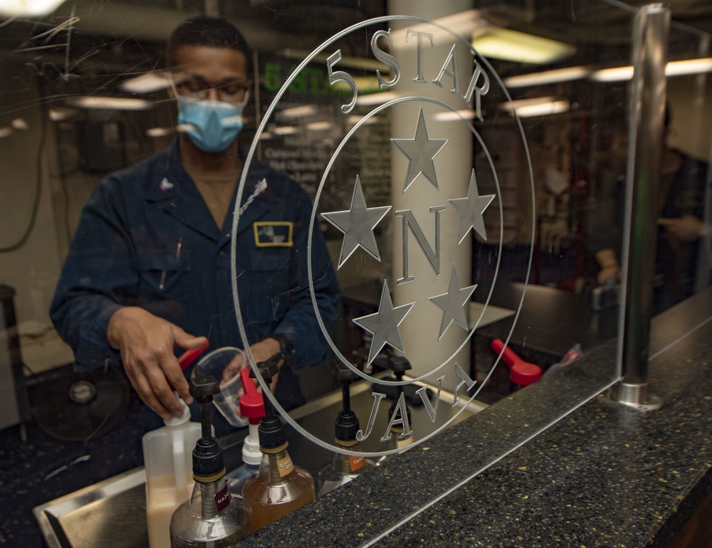 Sailor Prepares Coffee