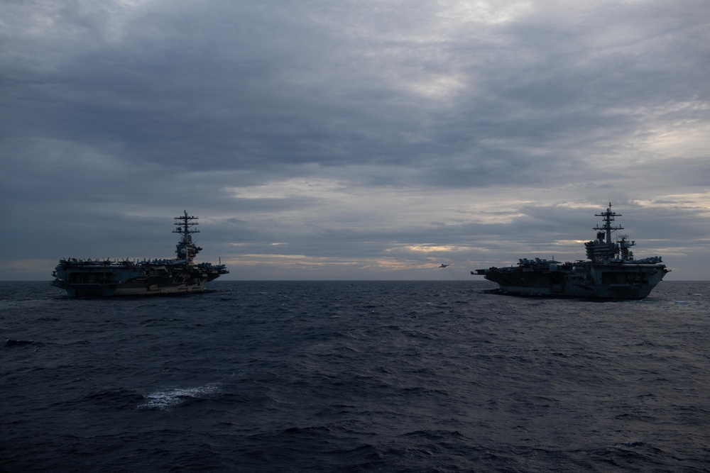 Nimitz and Theodore Roosevelt Carrier Strike Groups Conduct Dual Carrier Operations