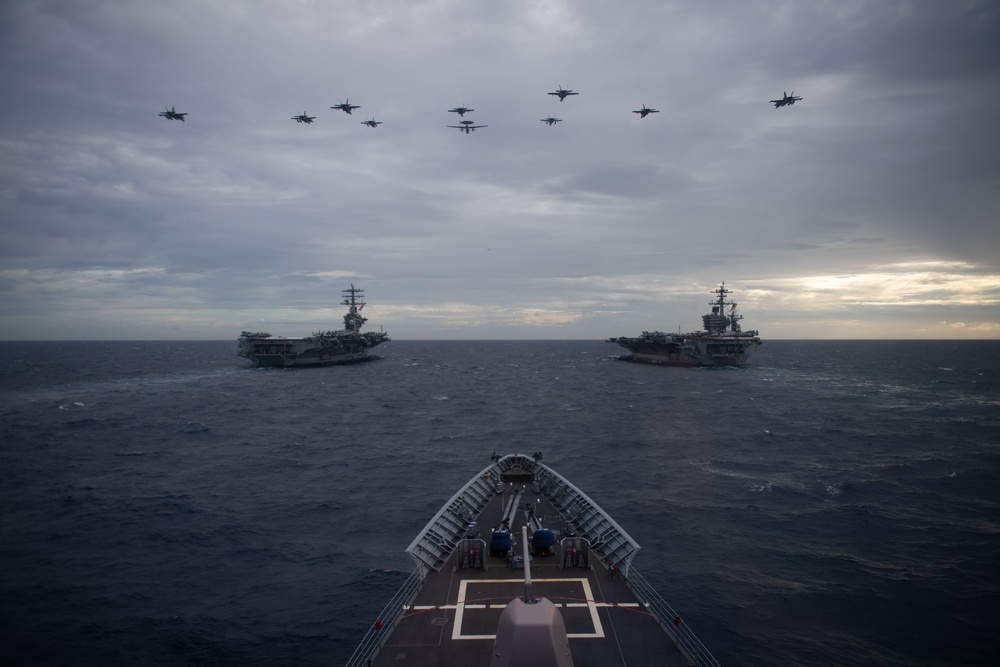 Nimitz and Theodore Roosevelt Strike Groups Conduct Dual Carrier Operations