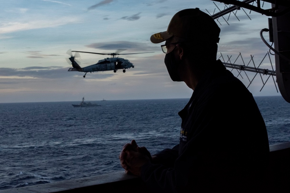 Nimitz and TR conduct dual carrier operations in the Indo-Pacific.