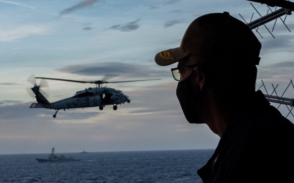 Nimitz and TR conduct dual carrier operations in the Indo-Pacific.