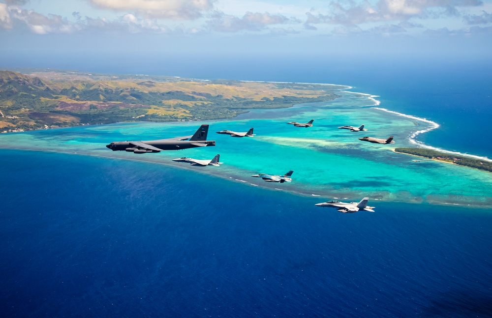 Koku-Jieitai, U.S. Aircraft perform flyover of Guam during Cope North 21