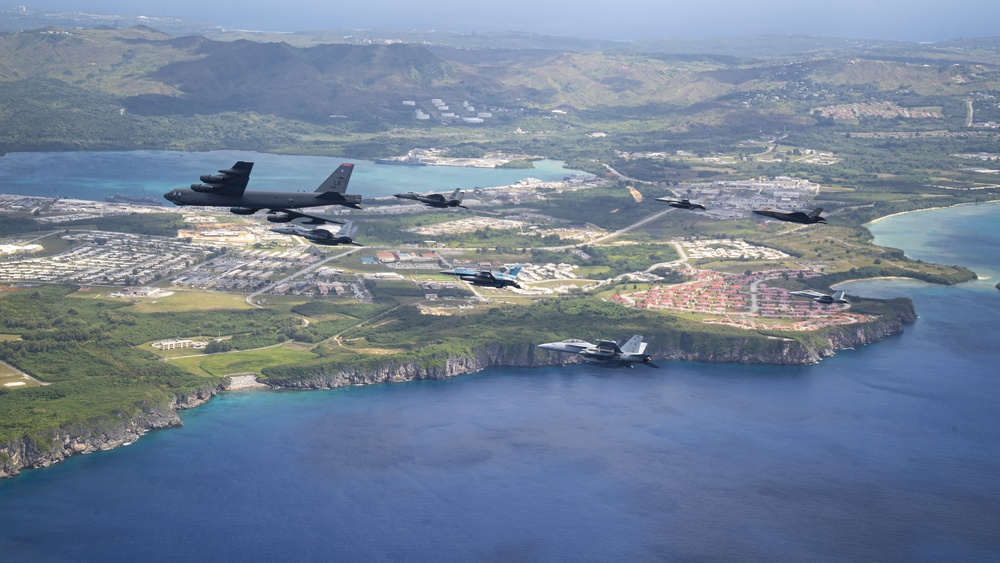 Koku-Jieitai, U.S. Aircraft perform flyover of Guam during Cope North 21