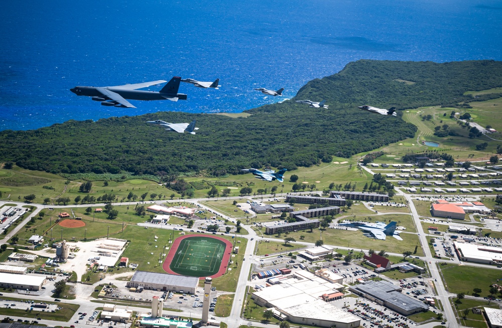 Koku-Jieitai, U.S. Aircraft perform flyover of Guam during Cope North 21