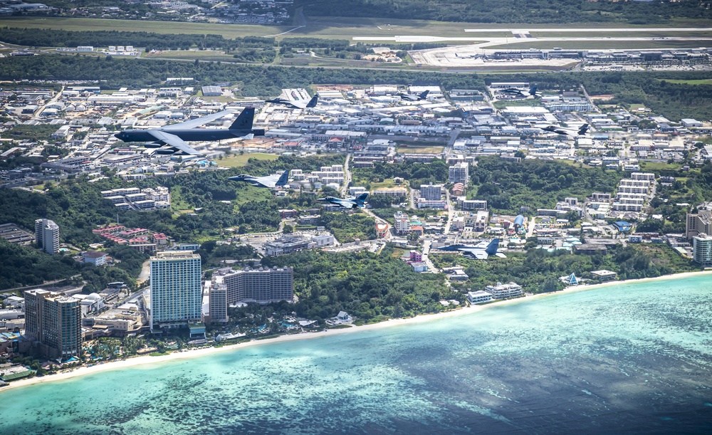 Koku-Jieitai, U.S. Aircraft perform flyover of Guam during Cope North 21