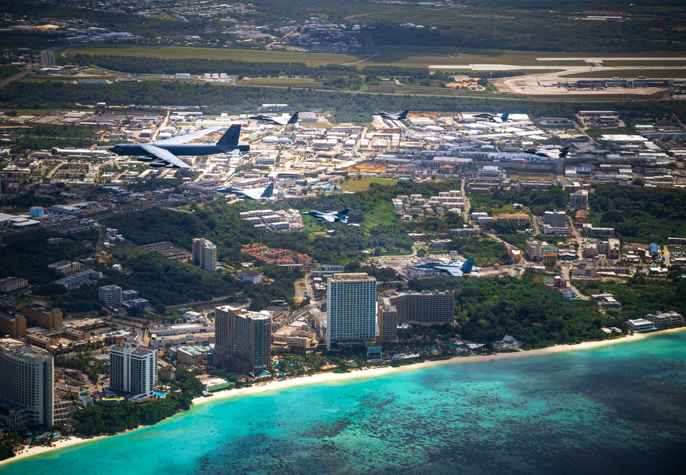 Koku-Jieitai, U.S. Aircraft perform flyover of Guam during Cope North 21