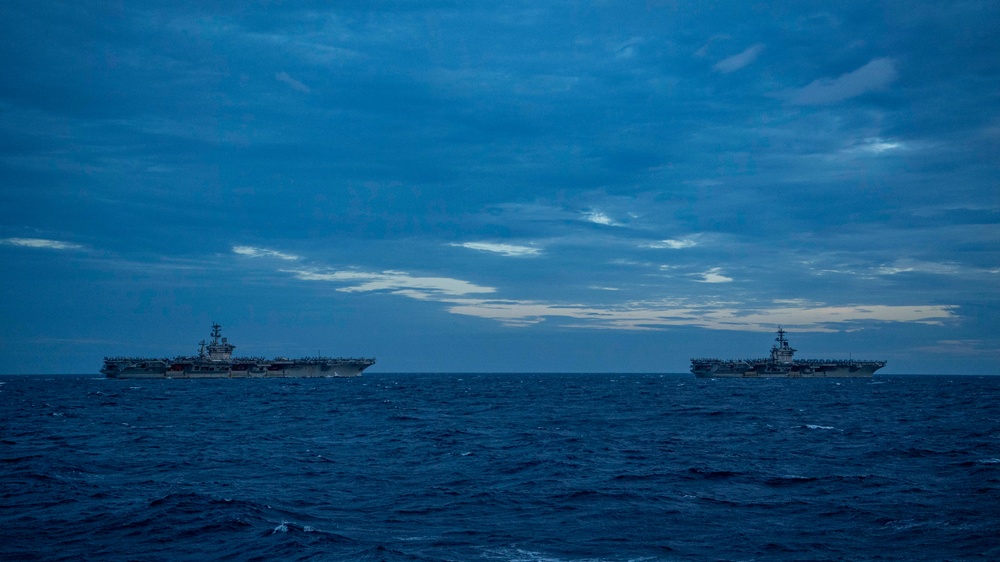 Theodore Roosevelt and Nimitz Carrier Strike Groups conduct dual-carrier operations