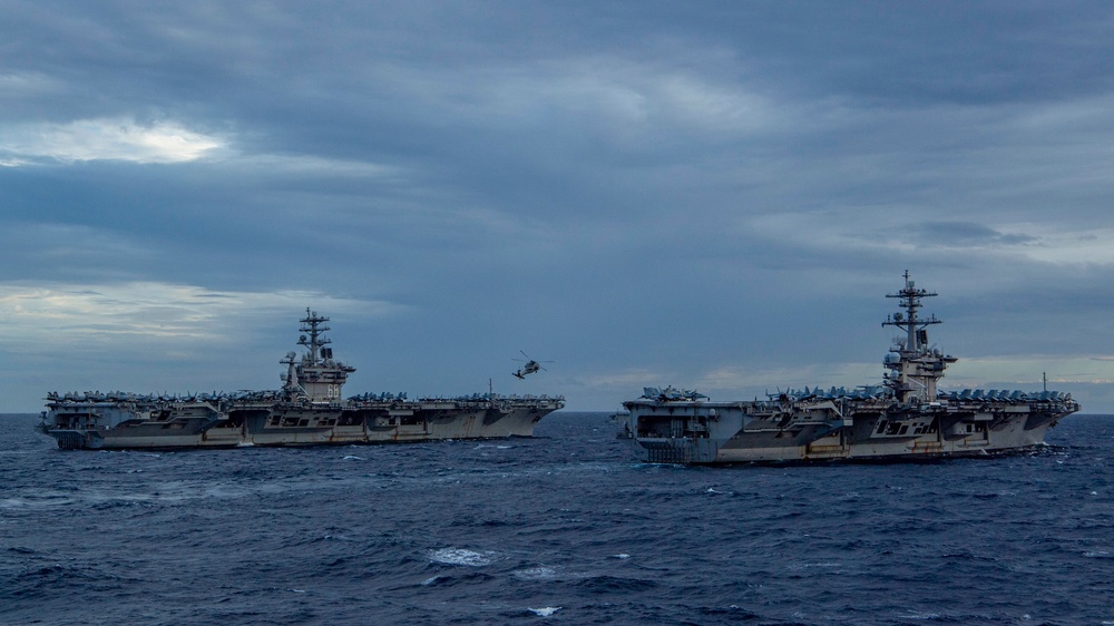Theodore Roosevelt and Nimitz Carrier Strike Groups conduct dual-carrier operations