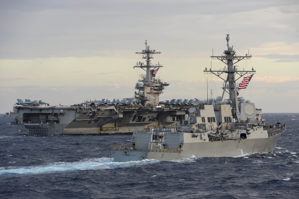 Theodore Roosevelt and Nimitz Carrier Strike Groups conduct dual-carrier operations