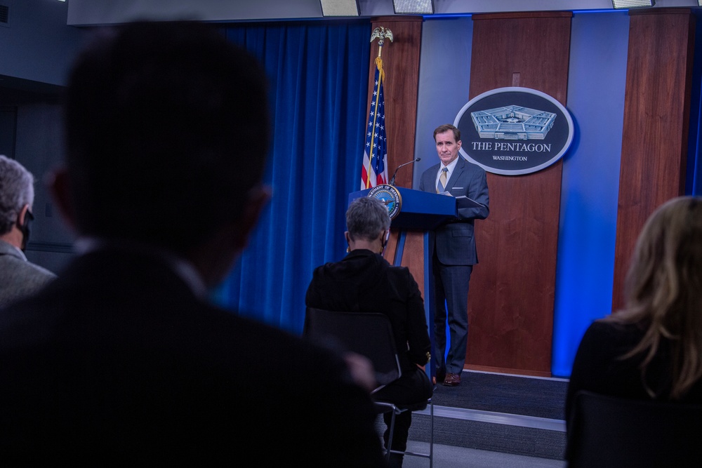 Pentagon Press Secretary John F. Kirby briefs media