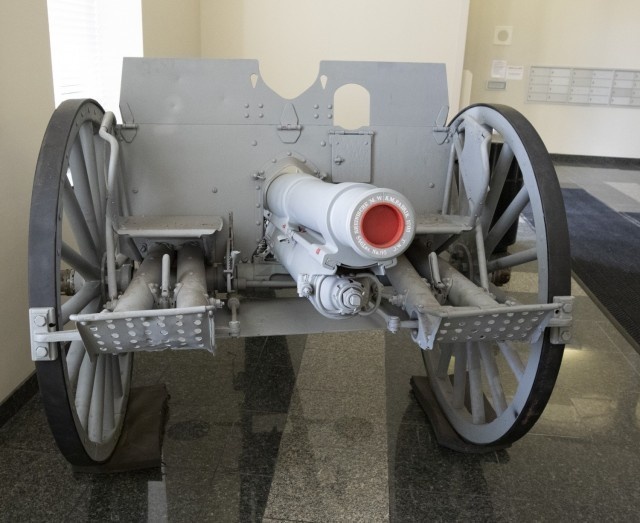 Early 20th Century artillery piece now on display in First Army headquarters