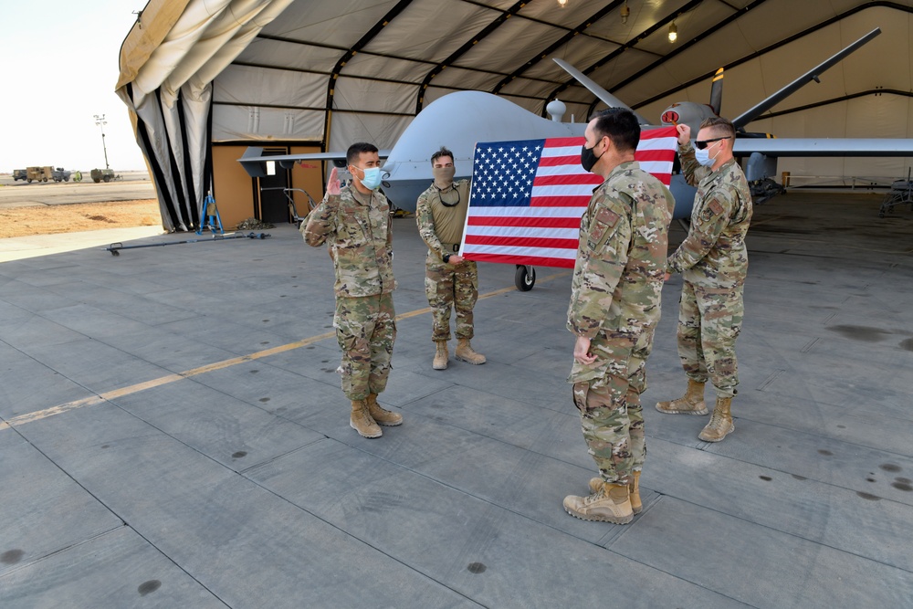 Member of the 332 Air Expeditionary Wing Enlists Into The Space Force