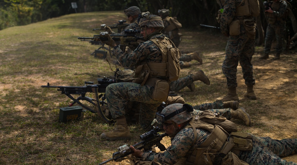 Marines with 3d Battalion, 8th Marine Regiment conduct a live-fire range.