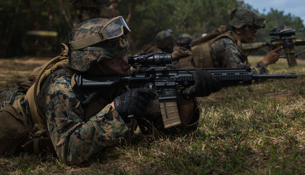 Marines with 3d Battalion, 8th Marine Regiment conduct a live-fire range.