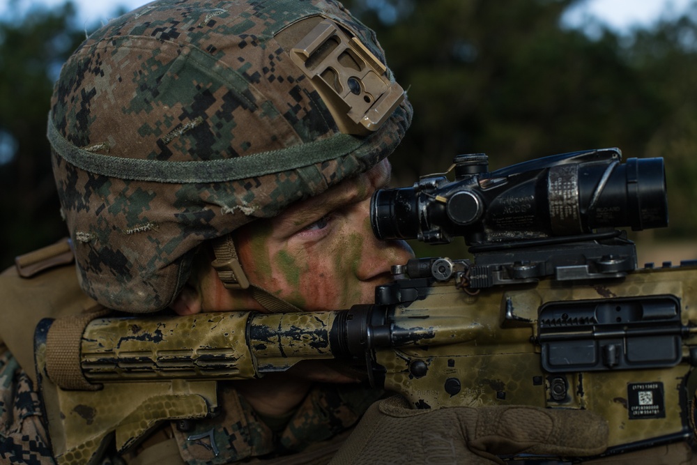 Marines with 3d Battalion, 8th Marine Regiment conduct a live-fire range.