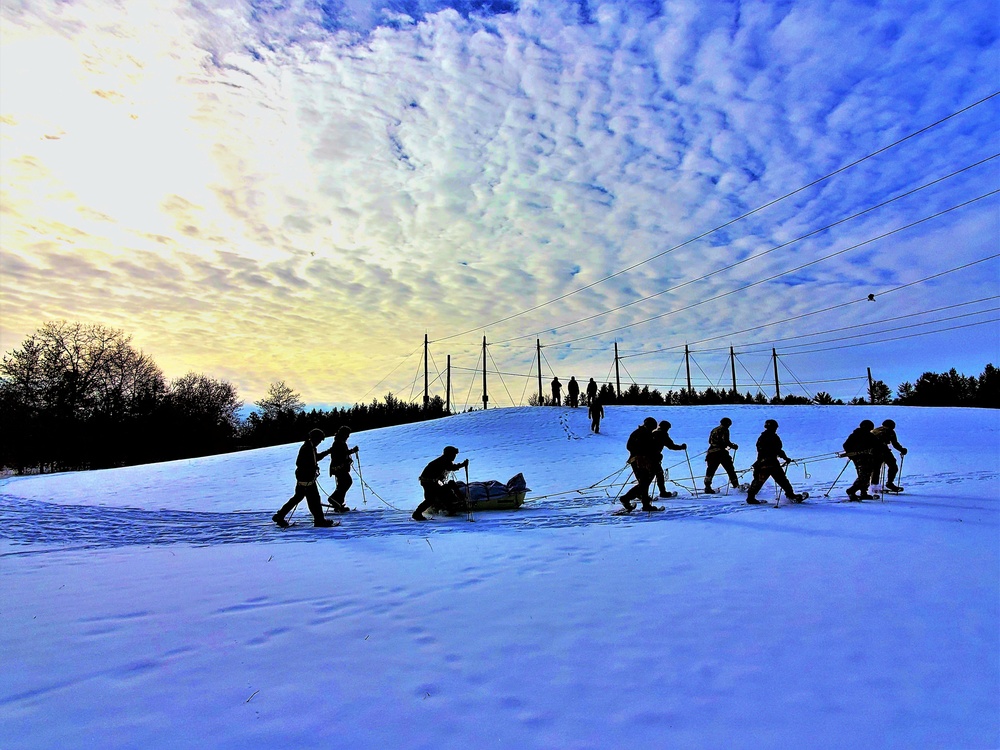 Fort McCoy CWOC class 21-03 students train using snowshoes, ahkio sleds
