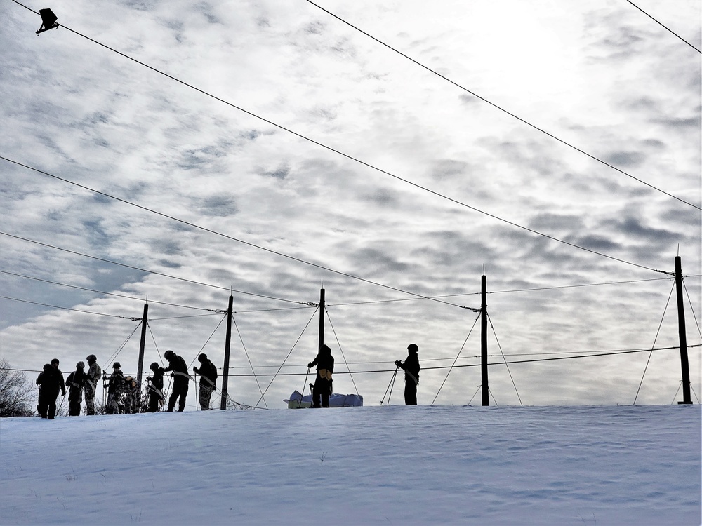 Fort McCoy CWOC class 21-03 students train using snowshoes, ahkio sleds
