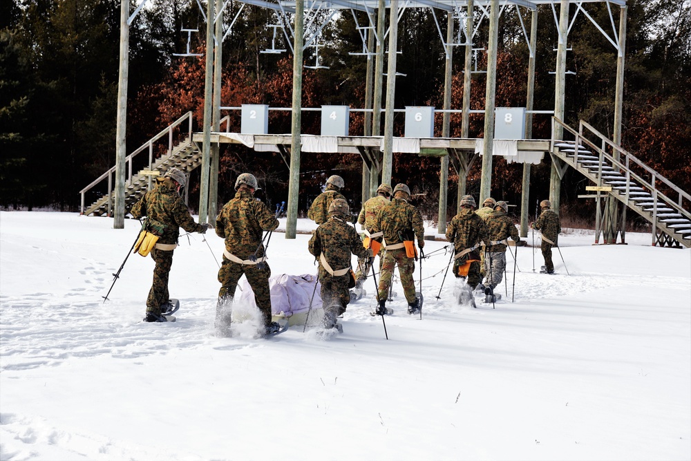 Fort McCoy CWOC class 21-03 students train using snowshoes, ahkio sleds