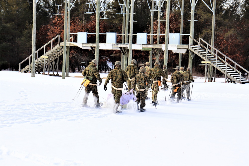 Fort McCoy CWOC class 21-03 students train using snowshoes, ahkio sleds