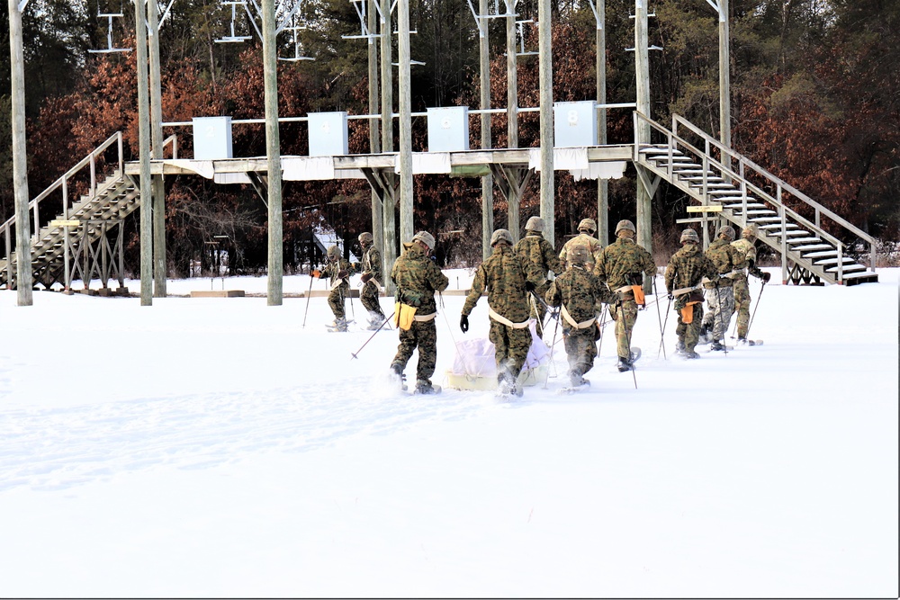 Fort McCoy CWOC class 21-03 students train using snowshoes, ahkio sleds