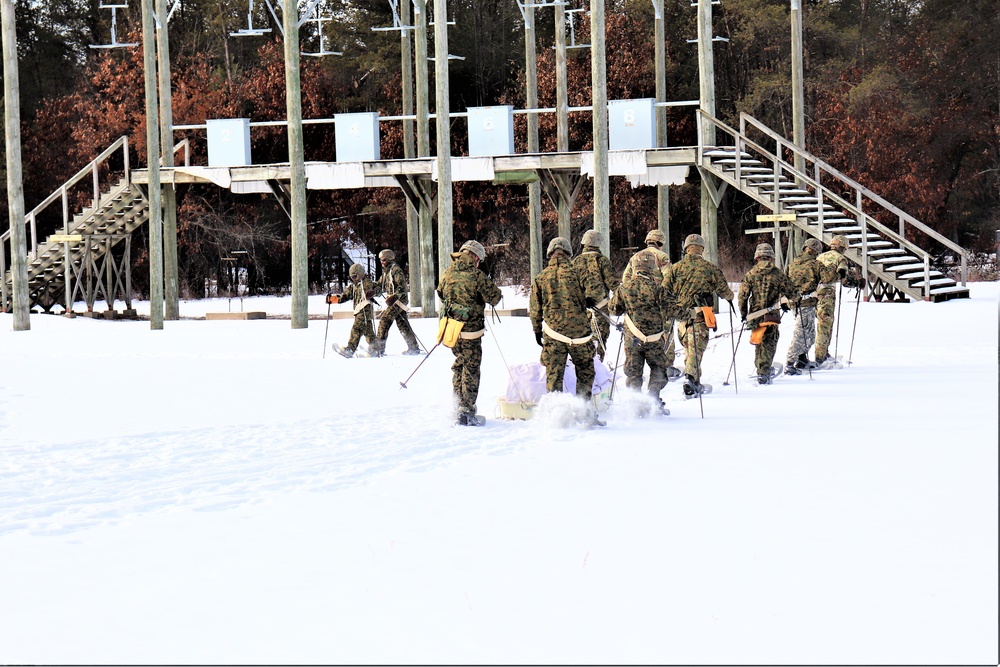 Fort McCoy CWOC class 21-03 students train using snowshoes, ahkio sleds