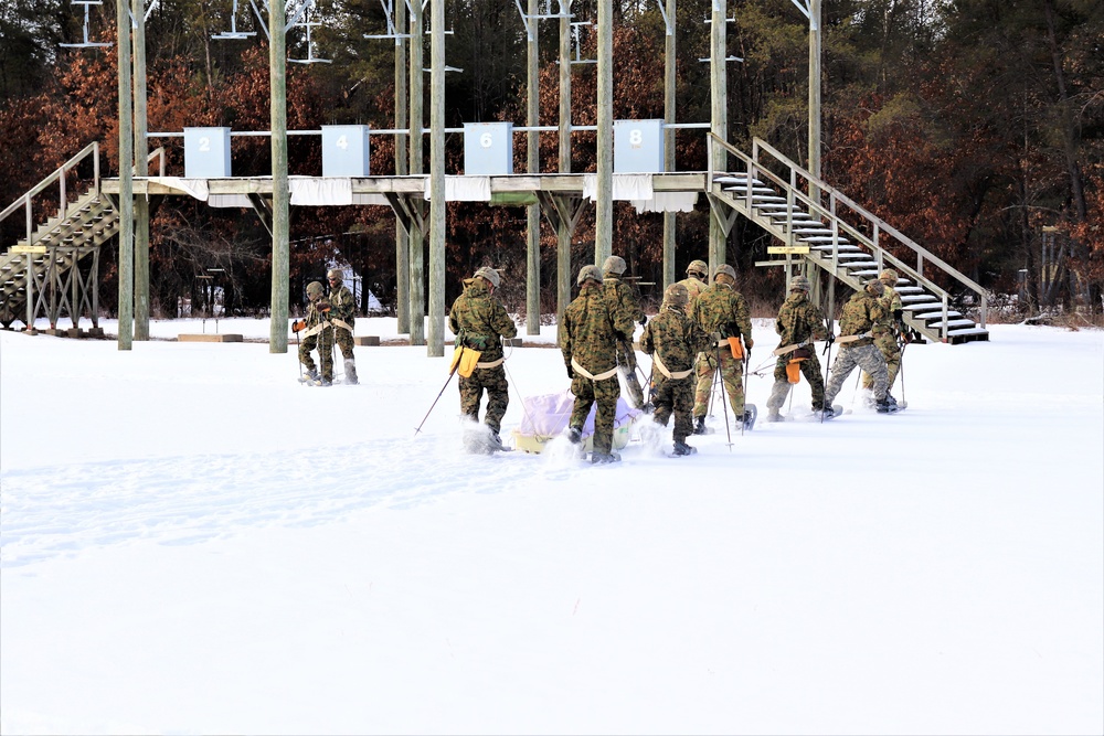 Fort McCoy CWOC class 21-03 students train using snowshoes, ahkio sleds