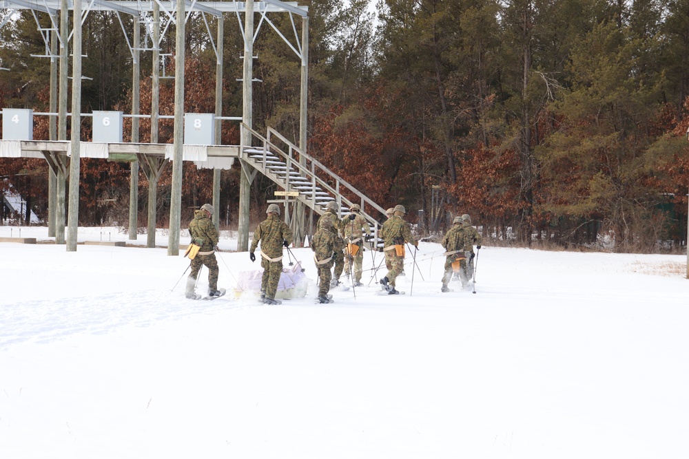 Fort McCoy CWOC class 21-03 students train using snowshoes, ahkio sleds