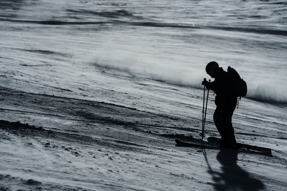 Marines Attending Mountain Leaders Course Practice Downhill Ski Techniques