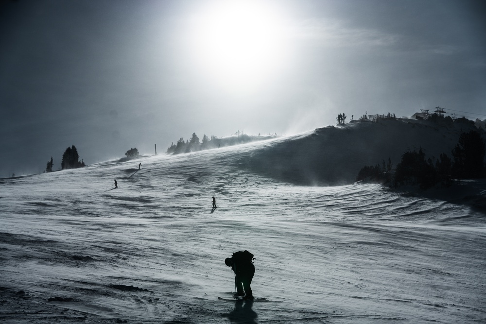 Marines Attending Mountain Leaders Course Practice Downhill Ski Techniques