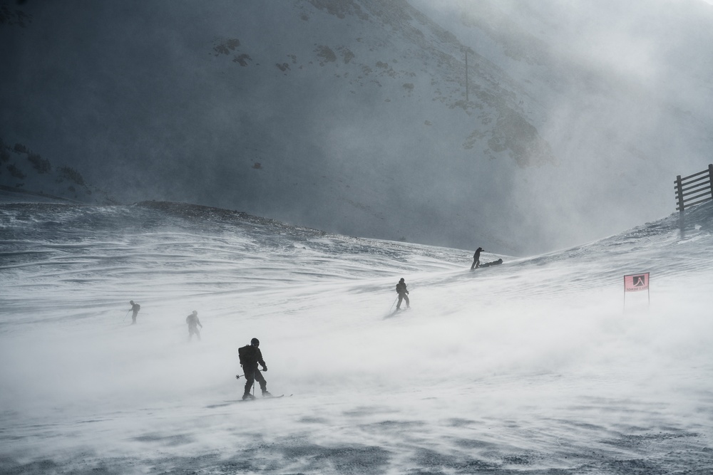 Marines Attending Mountain Leaders Course Practice Downhill Ski Techniques