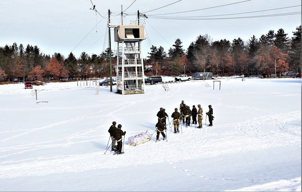 Fort McCoy CWOC class 21-03 students train using snowshoes, ahkio sleds