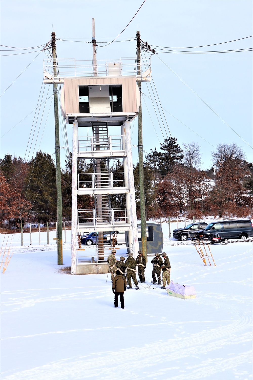 Fort McCoy CWOC class 21-03 students train using snowshoes, ahkio sleds