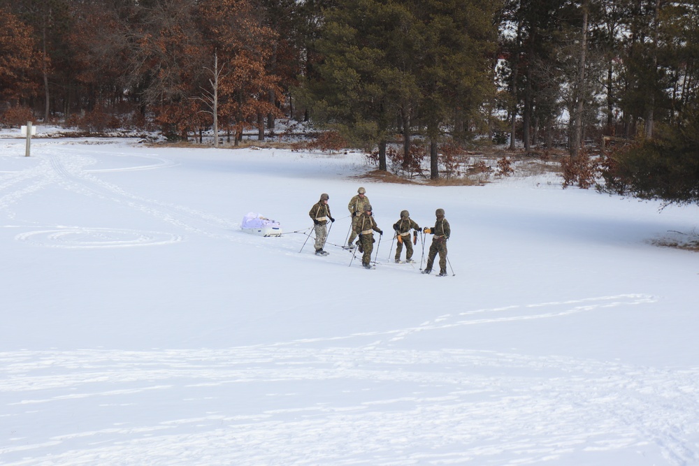 Fort McCoy CWOC class 21-03 students train using snowshoes, ahkio sleds