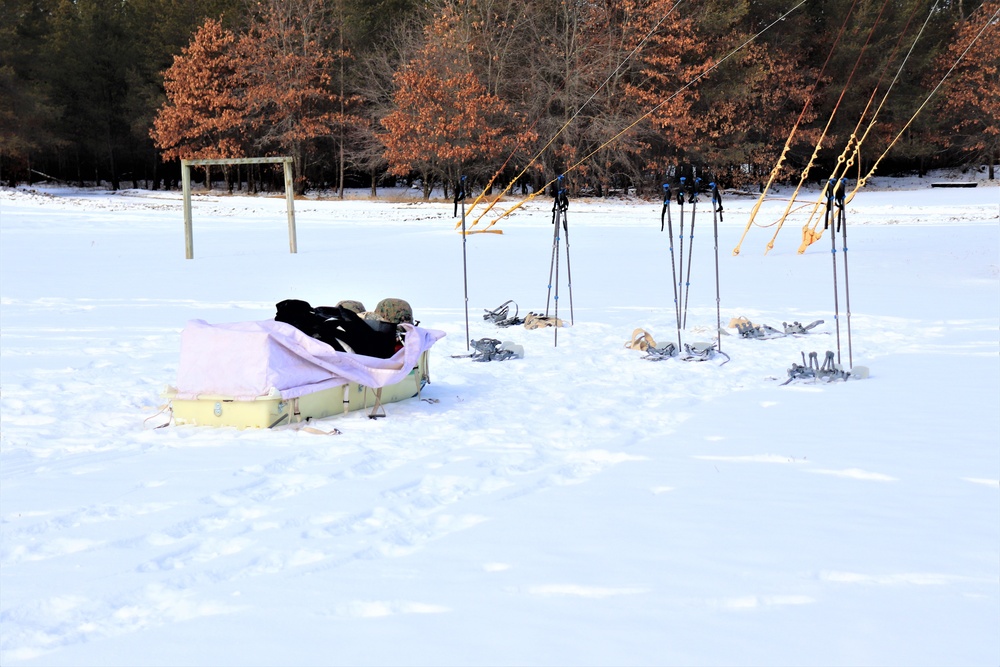 Fort McCoy CWOC class 21-03 students train using snowshoes, ahkio sleds