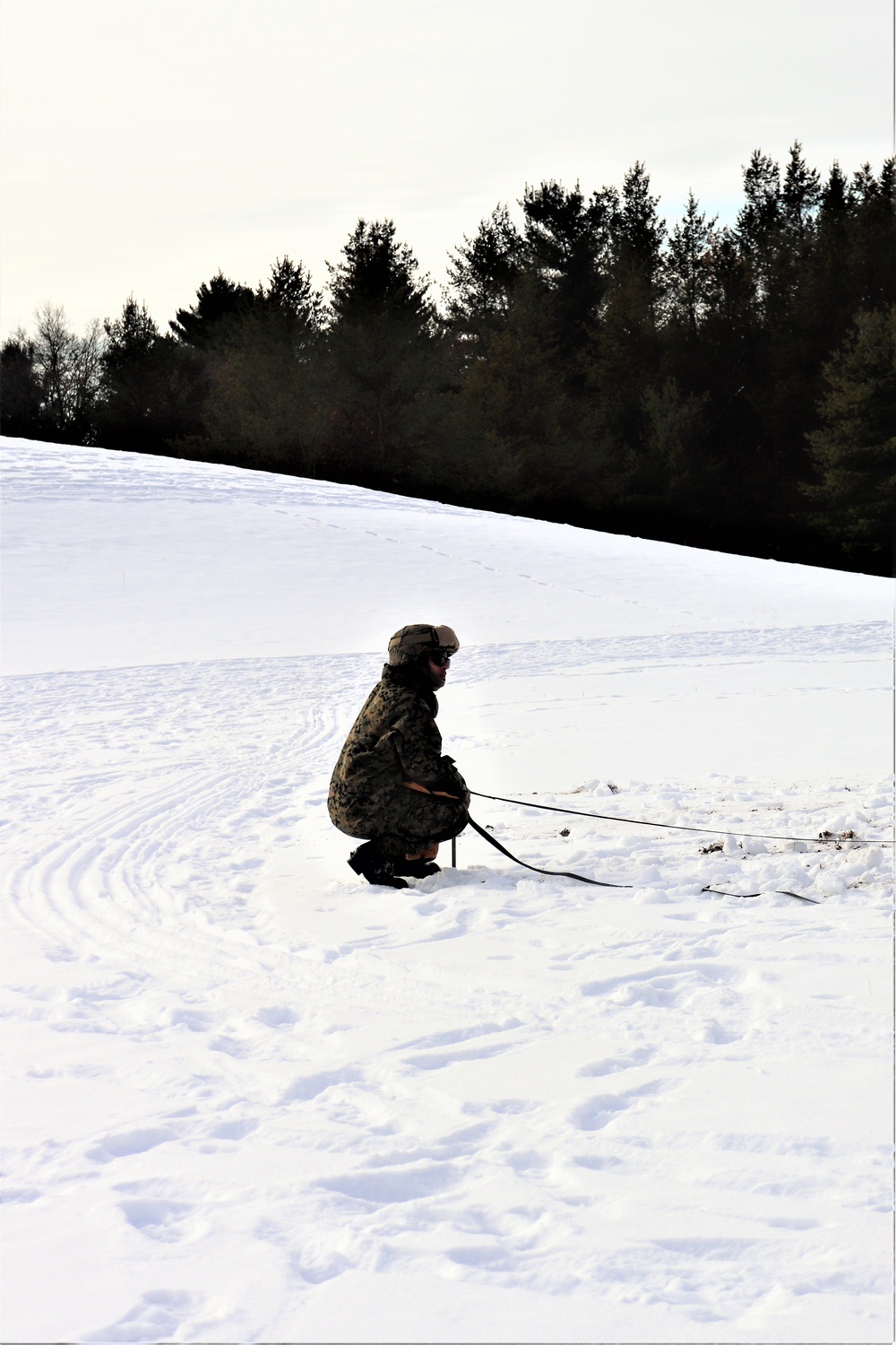 Fort McCoy CWOC class 21-03 students train using snowshoes, ahkio sleds