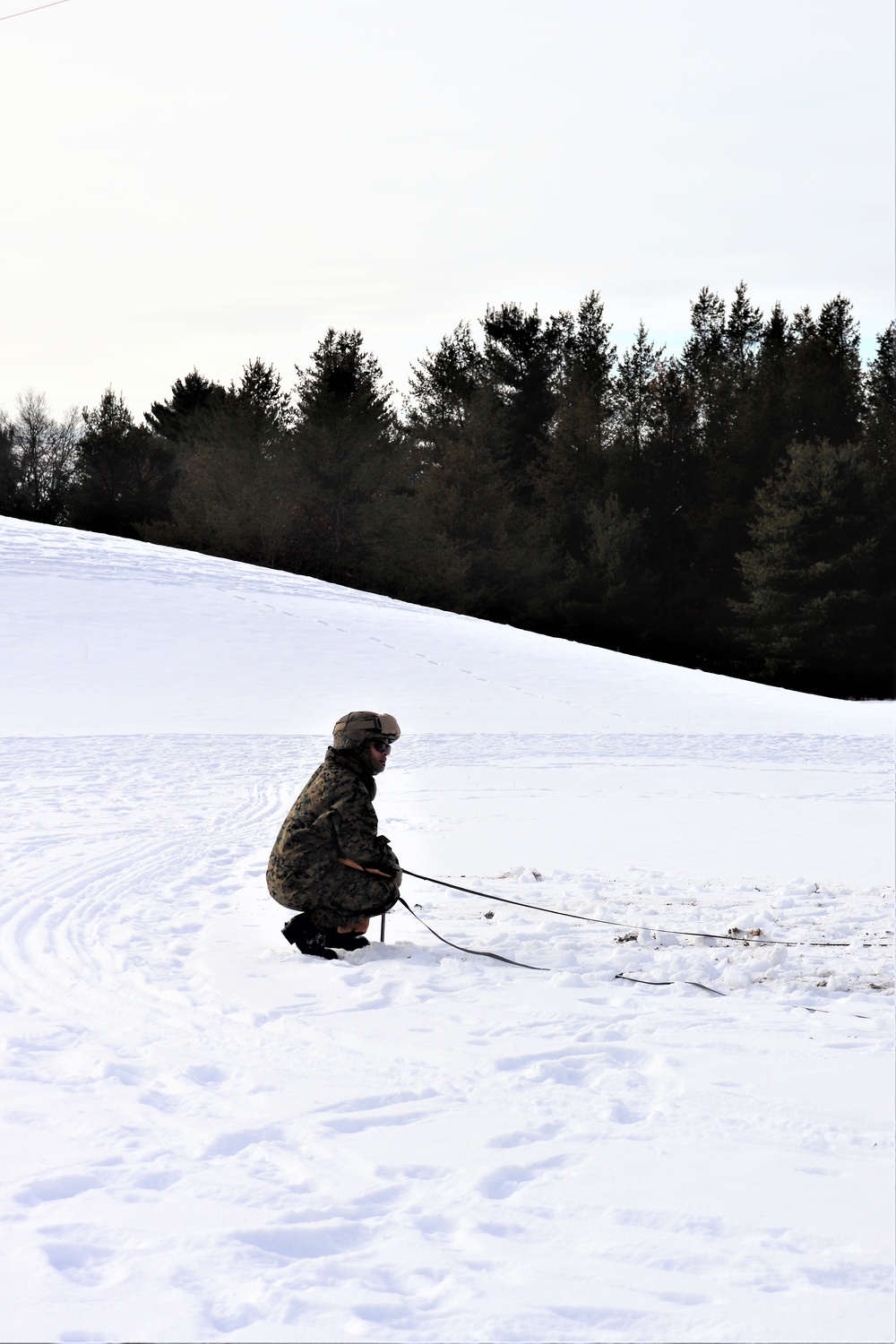 Fort McCoy CWOC class 21-03 students train using snowshoes, ahkio sleds