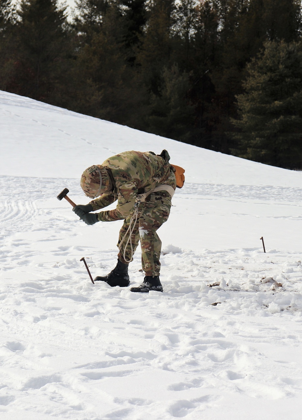 Fort McCoy CWOC class 21-03 students train using snowshoes, ahkio sleds