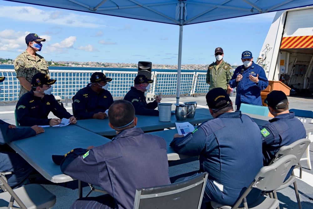 USCGC Stone (WMSL 758) hosts Brazilian navy aboard in Salvador