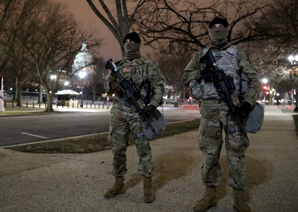 New York National Guard Soldiers stand guard over U.S. Capitol