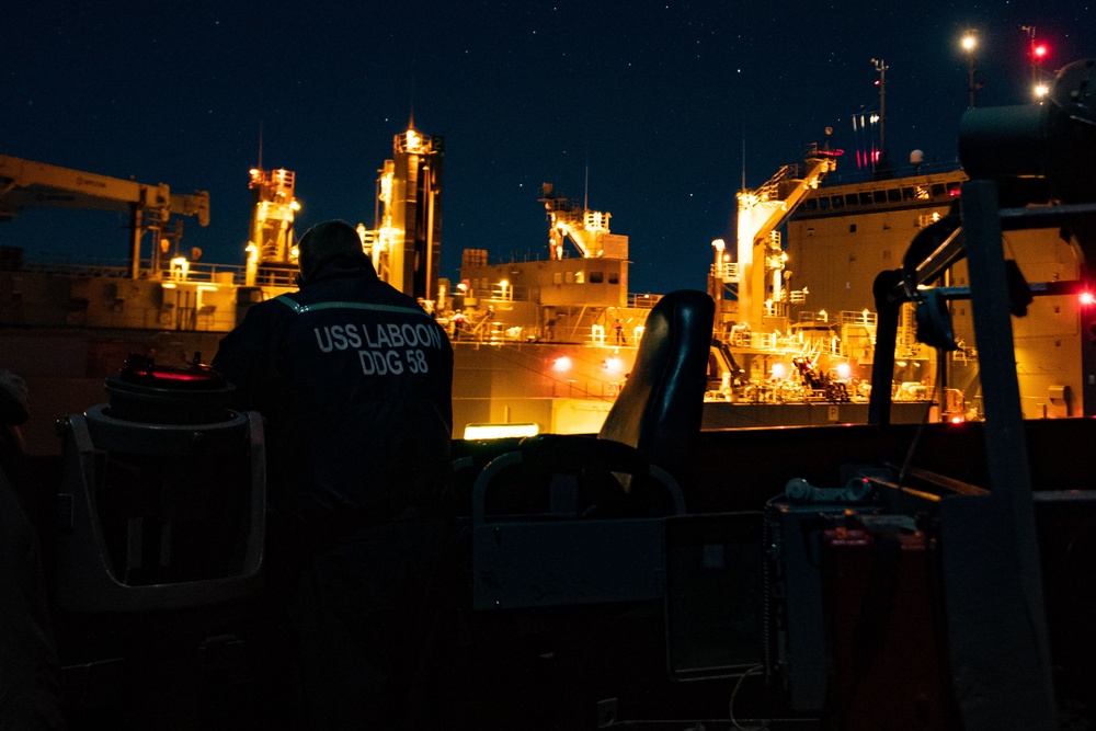 USS Laboon Conducts Replenishment-at-Sea with USNS Medgar Evers