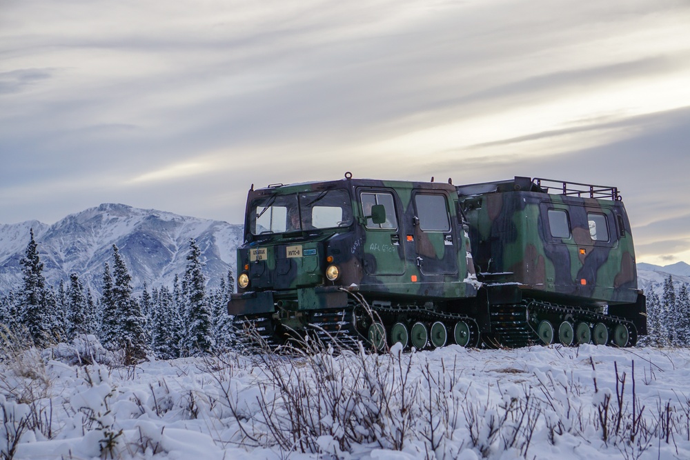 Spartan Paratroopers use Arctic style transport during Arctic Warrior 21