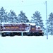 Army locomotive in a snow storm at Fort McCoy