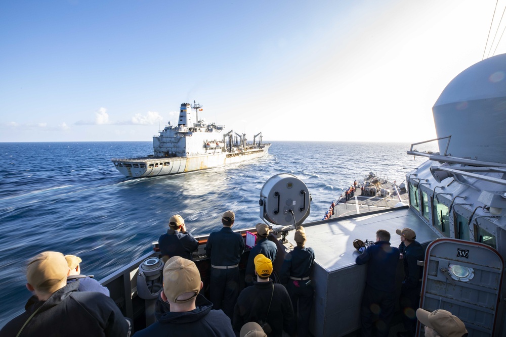 USS Porter UNREPs with USNS Laramie