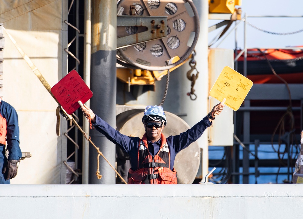 USS Porter UNREPs with USNS Laramie