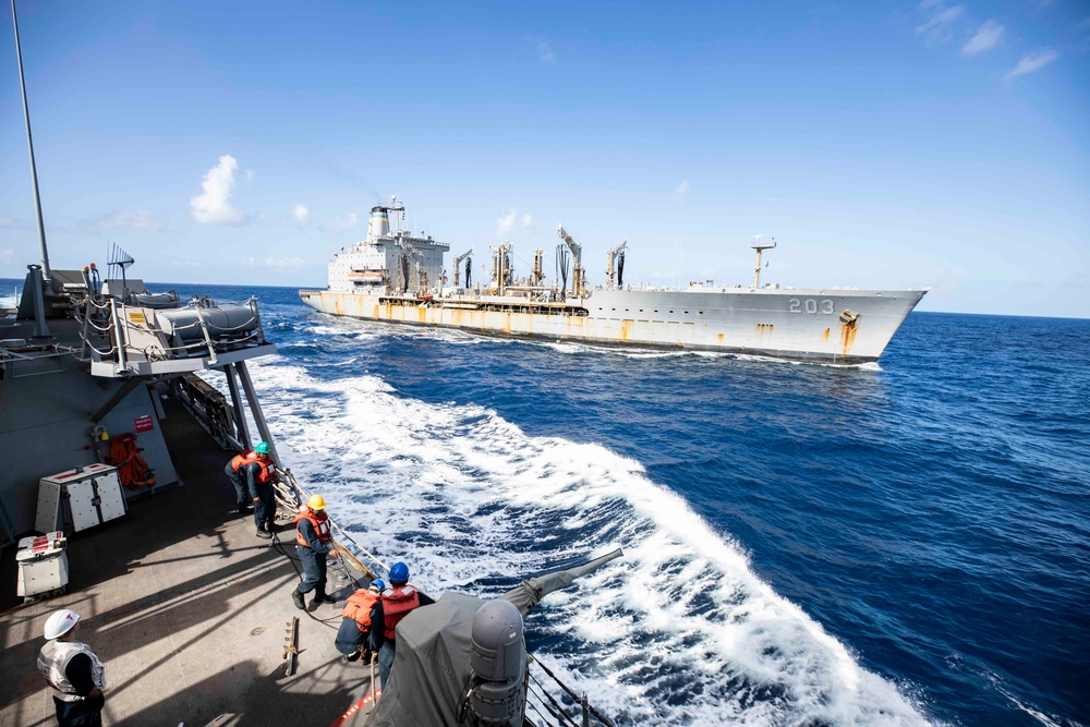 USS Porter UNREPs with USNS Laramie