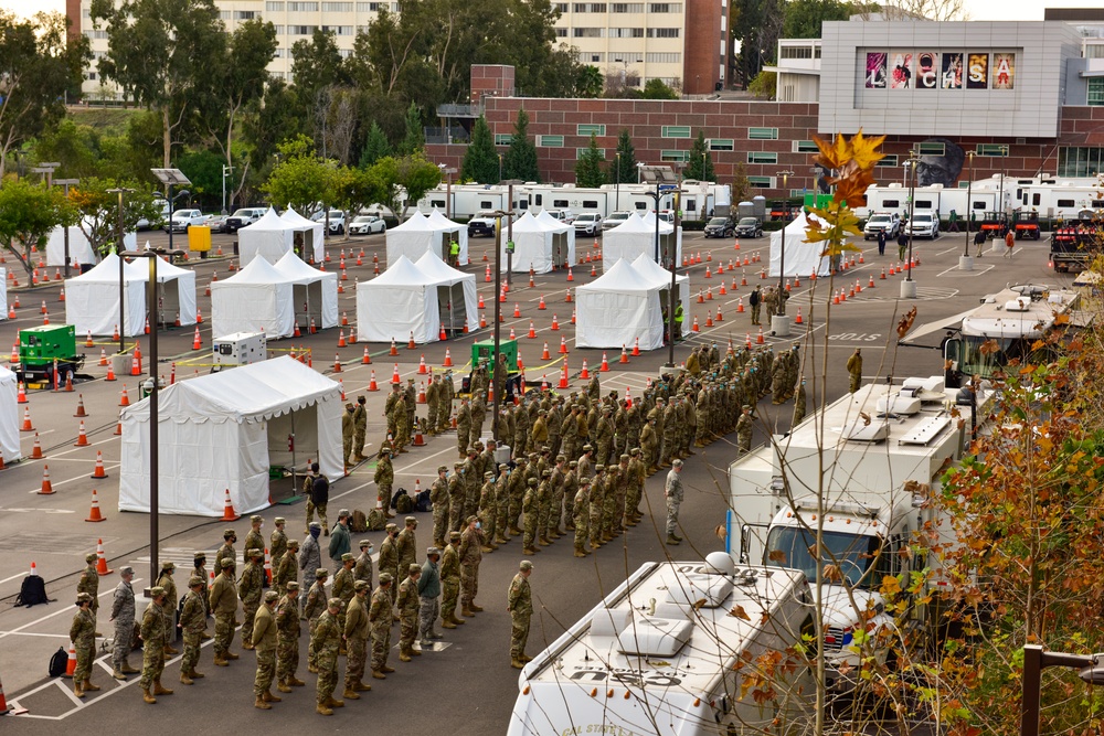 Cal Guard supports COVID-19 vaccine mega point of distribution in LA