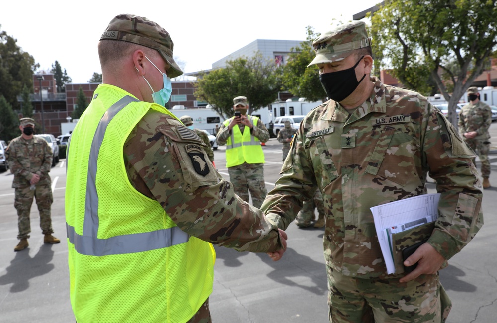 Soldier recognized for administering first vaccine at Cal State LA vaccination site