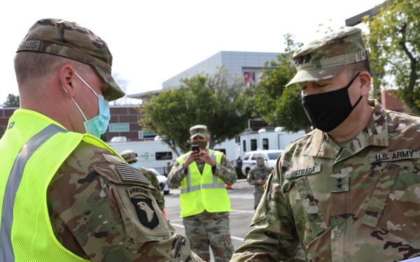 Soldier recognized for administering first vaccine at Cal State LA vaccination site